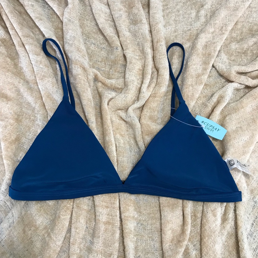Cupsay Swim Triangle Blue Green Bikini Top NWT